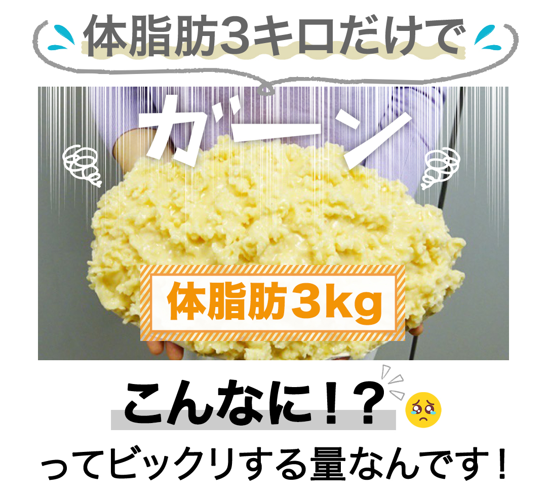 体脂肪3キロだけでこんなに！？ってビックリする量なんです！