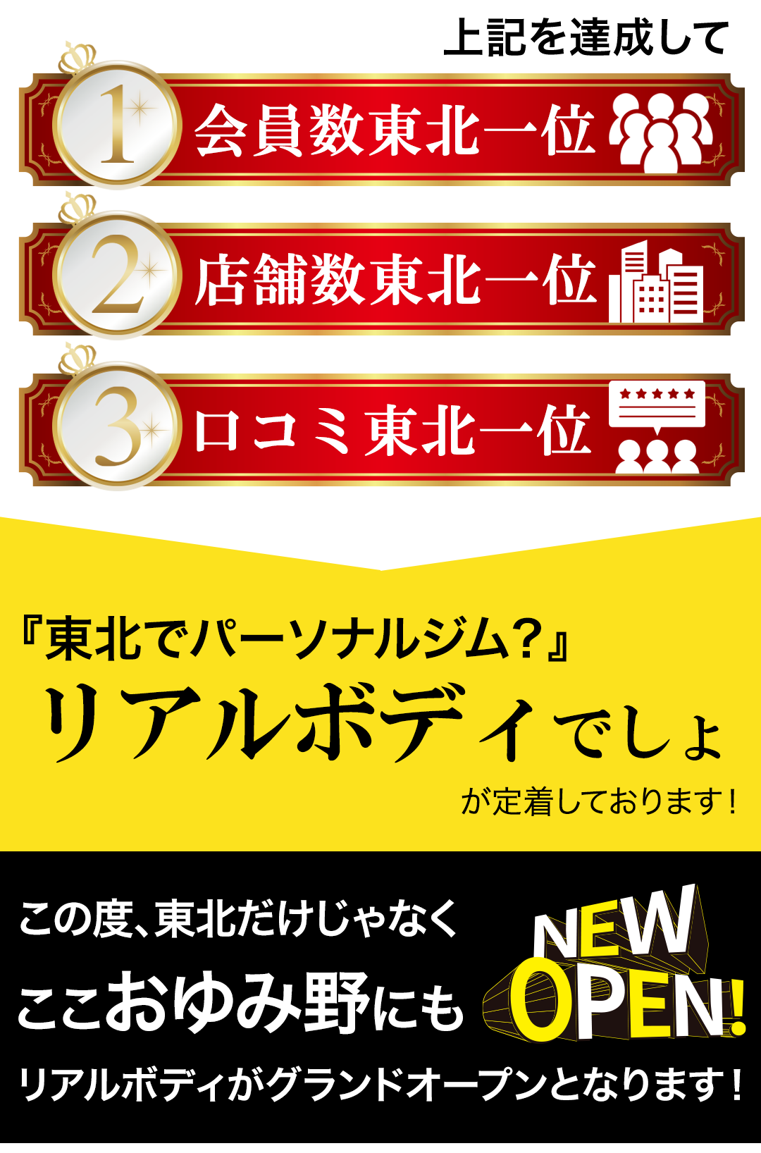 上記を達成して、1会員数おゆみ野一位、2店舗数おゆみ野一位、3口コミおゆみ野一位、千葉県千葉市おゆみ野でパーソナルジム?リアルボディおゆみ野店でしょ、が定着しておりますのでご安心を。